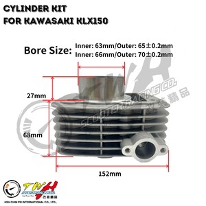 Ensemble cylindre et piston de course pour moto TWH KLX150 pour KAWASAKI - Product Image 2