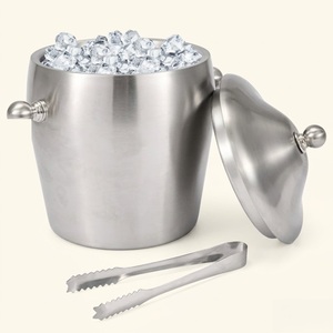 Cubo de hielo de acero inoxidable de doble pared premium con tapa y pinzas, aislado y resistente al óxido, para fiestas en bares y uso doméstico. - Product Image 2