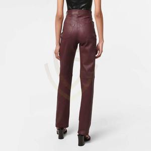 Pantalones de cuero para mujer de PU con nuevo diseño de moda, con MOQ bajo en diferentes colores, pantalones de cuero para mujer más vendidos. - Product Image 5