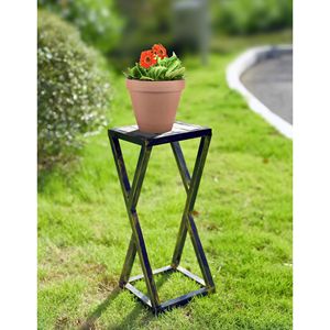 19.5 \ "tavolo da esterno lastra di pietra Grey con supporto per piante nero/oro - Product Image 6