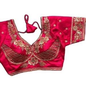 Blusa de algodón puro Khadi para diseñador indio, la más vendida, ropa de fiesta nupcial de Color rosa y blusa exclusiva para mujeres y niñas - Product Image 1