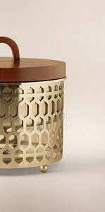 Plat de service de luxe à découpe géométrique, chauffe-plat rond en acier inoxydable avec couvercle en bois de noyer pour le Ramadan, les buffets d'hôtel et les serveurs - Product Image 4