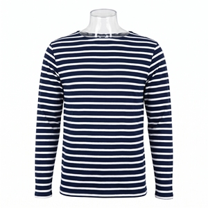 <b>Men's</b> <b>Striped</b> <b>Long</b> <b>Sleeve</b> T <b>Shirt</b> Knitted Cotton Blend Crew Neck Casual Tee Custom Logo - Product Image 2