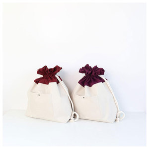 [SO,ON DESIGN] Upcycling <b>Drawstring</b> <b>Backpack</b> Reusable Cotton Canvas Storage Gym Bag - Product Image 1