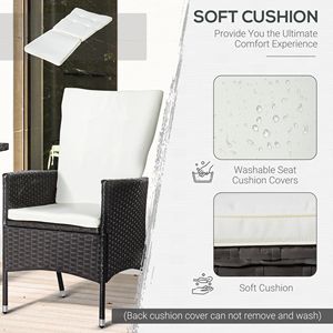 Set Bistrot da Esterno in PE Rattan a 3 Pezzi con Sedie Reclinabili Imbottite e Tavolino da Caffè Color Crema per Uso Ospedaliero - Product Image 6