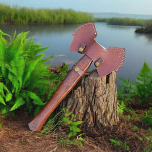 Damascus Double Head <b>Axe</b> Handcrafted Pattern Steel Heavy Duty Outdoor <b>Wood</b> <b>Chopping</b> Camping Hunting Tool - Product Image 3
