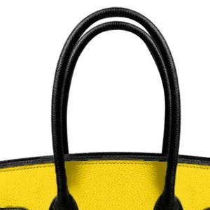 Sac à main en cuir de vachette véritable, couleur jaune et noir, sac fourre-tout de luxe, sac à bandoulière pour femme, sac à main en cuir de qualité supérieure - Product Image 6