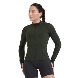Chaqueta de manga larga con cremallera para mujer Logotipo estampado personalizado Nuevo ajuste adelgazante Secado rápido Fitness Correr al aire libre Yoga Transpirable Sólido - Product Image 1