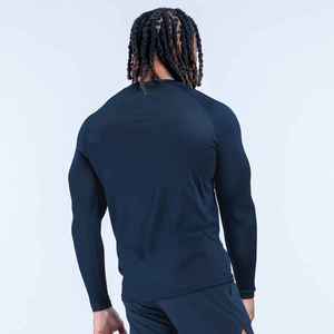 Men's <b>Black</b> <b>Long</b> Sleeve Compression Shirt Solid Color Quick Dry Knitted Sporty Casual Fit Full Sleeve O-Neck <b>Top</b> - Product Image 4