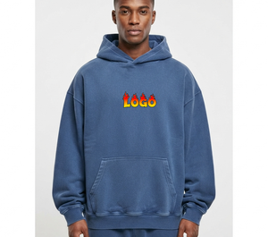Sweat-shirt à capuche pour homme OEM vintage délavé à l'acide 100% coton, coupe oversize, style streetwear, épaules tombantes, épais et uni - Product Image 1