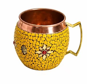 Copper Hammered Tableware <b>Ceramic</b> Cups with Nickel Lining Bar Ware Mug - Product Image 2