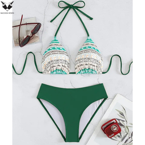 OEM ODM Dark <b>Green</b> Custom Printed Front Eco-Friendly New Trendy Lightweight Comfortable Soft Touch Fabric 2 Piece Spandex - Product Image 5