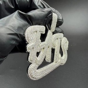 Pendentif Lettre Personnalisée Classique Hip Hop pour Homme, en Argent Massif 925 Plaqué Or Rose, Diamant Moissanite, Idéal pour Fiançailles - Product Image 3