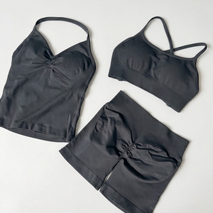 Soutien-gorge de sport sans couture pour femme, dos nu, avec logo frontal, maintien moyen, rembourré, respirant, extensible, pour le yoga et le fitness - Product Image 4