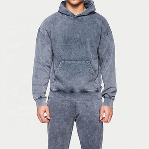Ensemble de survêtements d'hiver personnalisés OEM/ODM pour hommes 2026 – Sweat-shirt à capuche en coton avec logo graphique brodé et ensemble de survêtement délavé à l'acide - Product Image 2