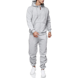 Ensemble de survêtement personnalisé en molleton brossé 400 GSM pour homme, sweat-shirt à col rond et pantalon de jogging, gris anthracite, tenue chaude et tendance pour l'hiver - Product Image 1