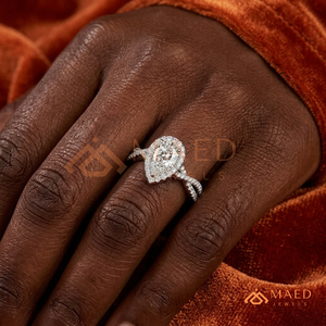 925 Sterling Silver Pear Cut Halo Engagement <b>Ring</b> Women Twisted <b>Split</b> Shank Pave Band American Diamond CZ Wedding <b>Ring</b> - Product Image 3