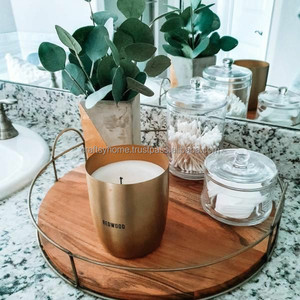 New High Quality Handmade Round Wooden Serving <b>Tray</b> with Metal Handles Serving <b>Tray</b> for Home Decor <b>Breakfast</b> Serving <b>Tray</b> - Product Image 5