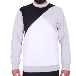 Men's <b>Crew</b> <b>Neck</b> Color Blocking Cotton Pullover <b>Sweatshirt</b> Regular Fit Casual Autumn Wear White Gray <b>Black</b> - Product Image 1