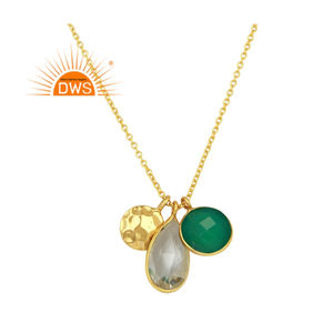 ที่ขายดีที่สุดเงินสเตอร์ลิงคริสตัลธรรมชาติควอตซ์และสีเขียวนิลพลอยจี้สร้อยคอสำหรับผู้หญิงเครื่องประดับผู้ผลิต - Product Image 2