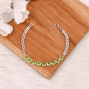 Premium Natural Peridot <b>Bracelet</b> in 925 Sterling Silver Handmade Luxury Jewelry for Unisex - Product Image 1