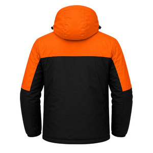 Custom Men's <b>Waterproof</b> Hooded Puffer <b>Jacket</b> Winter Windproof Insulated Outdoor Thermal Coat Orange Black Full Zip <b>Parka</b> OEM ODM - Product Image 4