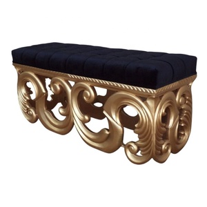 Banc de Reproduction Antique Style Français Ottoman Vintage Meubles de Maison Sculpté à la Main Tabouret en Bois Chaise de Salon - Product Image 3