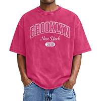 T-shirt en coton à manches courtes pour homme, col rond, coupe classique, imprimé, respirant, jersey tricoté, logo imprimé à l'avant, 300g
