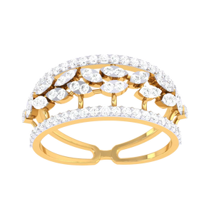 แหวนเพชรลายดอกไม้สุดหรูหรา สีทอง ดีไซน์โรแมนติกหลากหลายแบบ เหมาะสำหรับเจ้าสาว ฉลองครบรอบ และเป็นเครื่องประดับที่โดดเด่น - Product Image 4