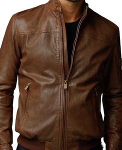Men's Autumn Warmth <b>Waterproof</b> Breathable Shearling Sheep Skin Leather <b>Jacket</b> Soft Inner Lining Zipper Closure Vintage Pockets - Product Image 5