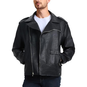Chaqueta de cuero PU para hombre, informal, de alta calidad y muy vendida, chaqueta de PU ajustada y personalizada para motociclistas - Product Image 4