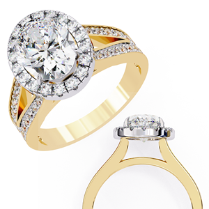 Romantic Oval Cut Diamond Halo <b>Split</b> Shank Engagement <b>Ring</b> Elegant Timeless Bridal Jewelry - Product Image 2