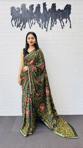 Sarees de Seda de Alta Calidad con Diseño Moderno y Elegante, con Bordado Aari y Espejo, de Secado Rápido, para Todas las Temporadas, Longitud 5.5 Metros - Product Image 3