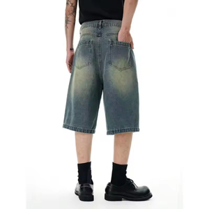 Shorts Bermuda en Denim Délavé pour Homme, Couleur Unie, Style Décontracté, Cordon de Serrage, 100% Coton Respirant, Écologique, Séchage Rapide, Toile - Product Image 2