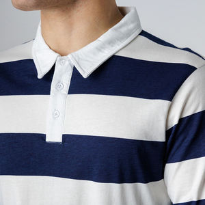 Camiseta Polo de Rugby de Manga Larga para Hombre, Transpirable, de Algodón, con Logotipo Personalizado OEM, Ropa Urbana de Fábrica, Camiseta Polo a Rayas de Algodón - Product Image 5