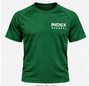 <b>Men's</b> Green <b>Short</b> <b>Sleeve</b> Index Apparel T-Shirt Regular Fit Quick Dry O-Neck Printed Casual Wear - Product Image 1