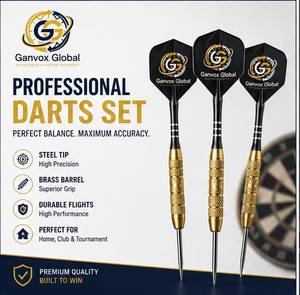 Juego de Dardos Profesionales de Tungsteno con Ejes de Aluminio y Puntas de Acero de 22g, Plumas Personalizables - Ganvox Global, Duraderos para Entrenamiento Deportivo - Product Image 3