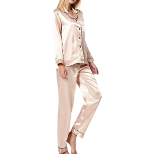 Women's Satin Pajama Set Long Sleeve Full Length Solid Color Turn-<b>down</b> Collar Button Fly Elegant Sleepwear - Product Image 5