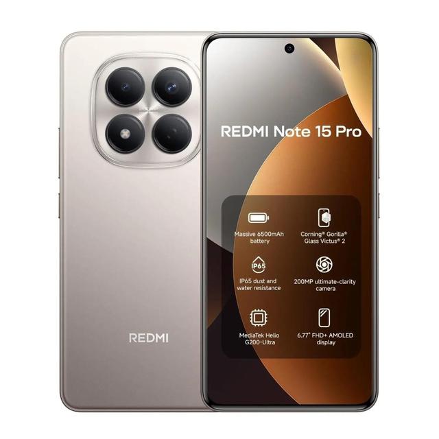 Original Redmi Note 15 Pro 5G Global Unlocked Android 15 GSM 256GB Dual SIM NFC 120Hz 200MP AI Camera Wholesale Smartphone