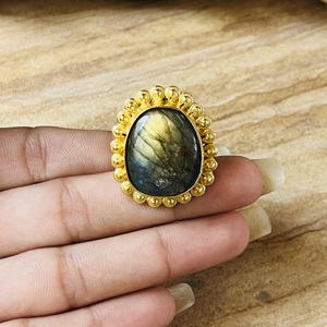 New Arrival Boho Brass Labradorite <b>Ring</b> Flower Design 18k Gold Plated <b>Ring</b> <b>Chunky</b> Statement Cock Tail Wholesale <b>Ring</b> For Women - Product Image 2