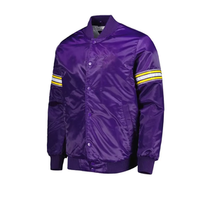 Chaquetas universitarias de satén para hombre hechas a medida de alta calidad, el mejor estilo con logotipo impreso, chaqueta con forro de nailon y cuello levantado - Product Image 2