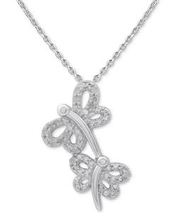 Collana pendente con libellula di diamanti 18 "(1/10 ct. T. w.) in argento Sterling | Macacy's - Product Image 1