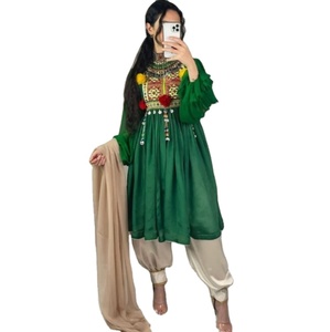 Nuevo Diseño Personalizado, Vestido Afgano de 2 Piezas, Traje Pathani con Pantalón Shalwar, Estampado Liso, Bordado y Teñido, Largo hasta el Tobillo - Product Image 1