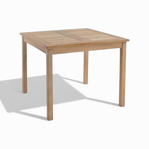 Table de bistrot carrée minimaliste en bois avec structure en teck, fabriquée en Indonésie - Product Image 1