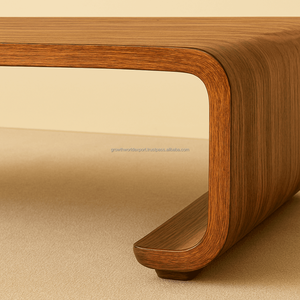 ม้านั่งไม้โค้งมนทันสมัย โต๊ะกาแฟไม้เนื้อแข็ง ม้านั่งนั่งเตี้ยสไตล์มินิมอล เฟอร์นิเจอร์ห้องนั่งเล่น - Product Image 4