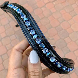 Bandes décoratives en cuir à sourcils de cheval, rembourrés doux, cuir indien, avec pointe en cristal scintillante, toutes les tailles disponibles, 1 pièce - Product Image 6