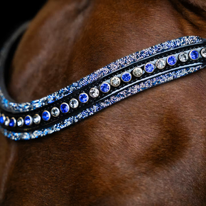 <b>Top</b> Brand Premium <b>Sparkly</b> Crystals Diamante Bling Decorative Wave Black Leather Horse Brow Band - Product Image 6