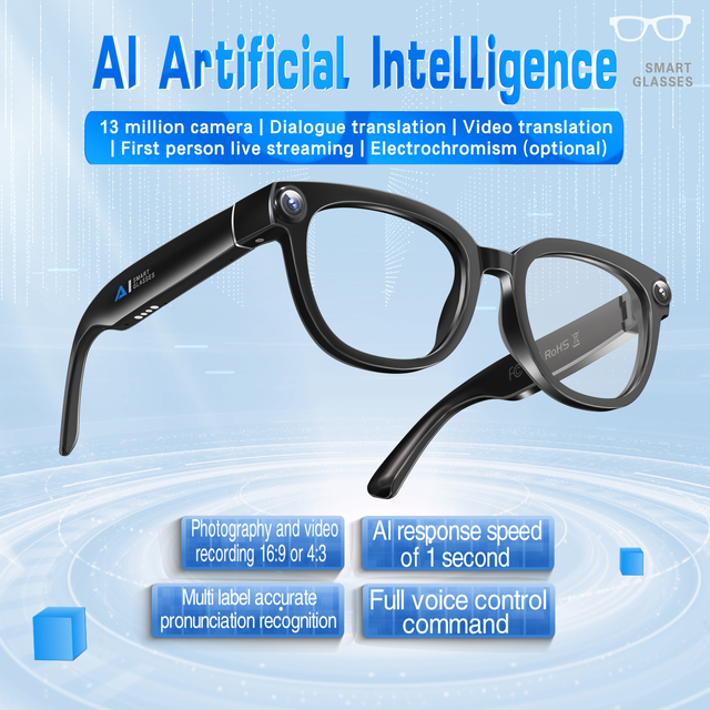H91 AI Smart Photochromic Glasses 13MP Hidden Camera 4K Video Real Time Translation for Calling Wireless Music