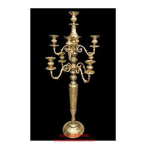 Candélabres de luxe à 5 bras plaqués cuivre pour centres de table de mariage Design unique Décoration de sol pour la maison Candélabres faits à la main - Product Image 6