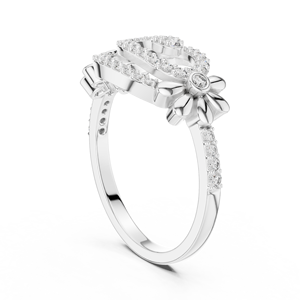 Bague de Fiançailles et de Mariage pour Femme en Or Blanc 18 carats Plaqué Rhodium avec Diamant de Laboratoire Brillant Taille Spirale Pétale Luxe, Idéale pour la Saint-Valentin et le Quotidien - Product Image 3